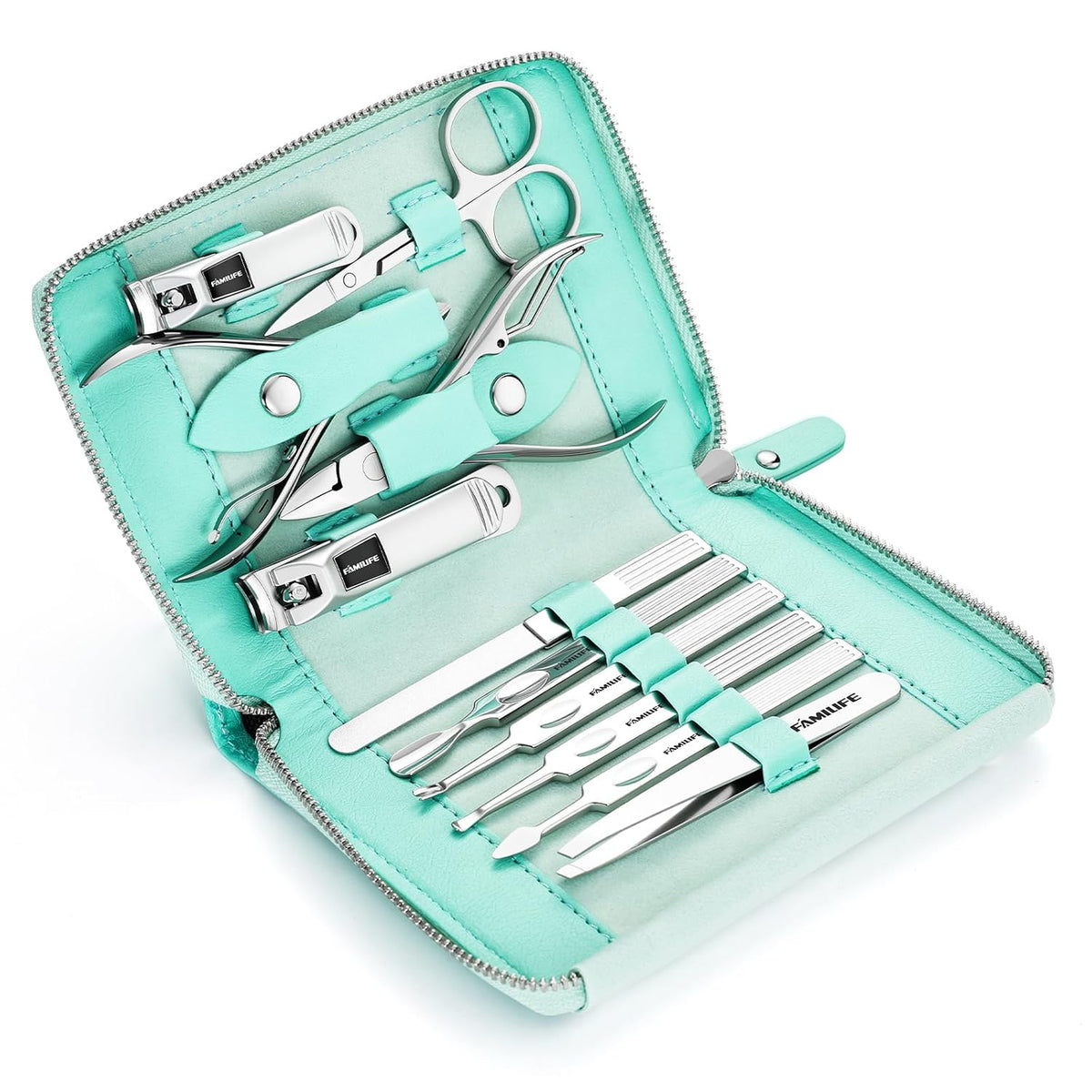 FAMILIFE Stainless Steel Manicure Set 11-in-1 Professional Nail Clipper Kit