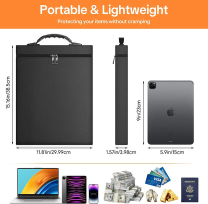 Fireproof Document Bag, Upgrade 6400℉Material Fireproof Money Bag with 2 Pockets, 12 Layer Heat Insulated, Fireproof Envelope Pouch for Important Documents, Files, Cash and A4 paper