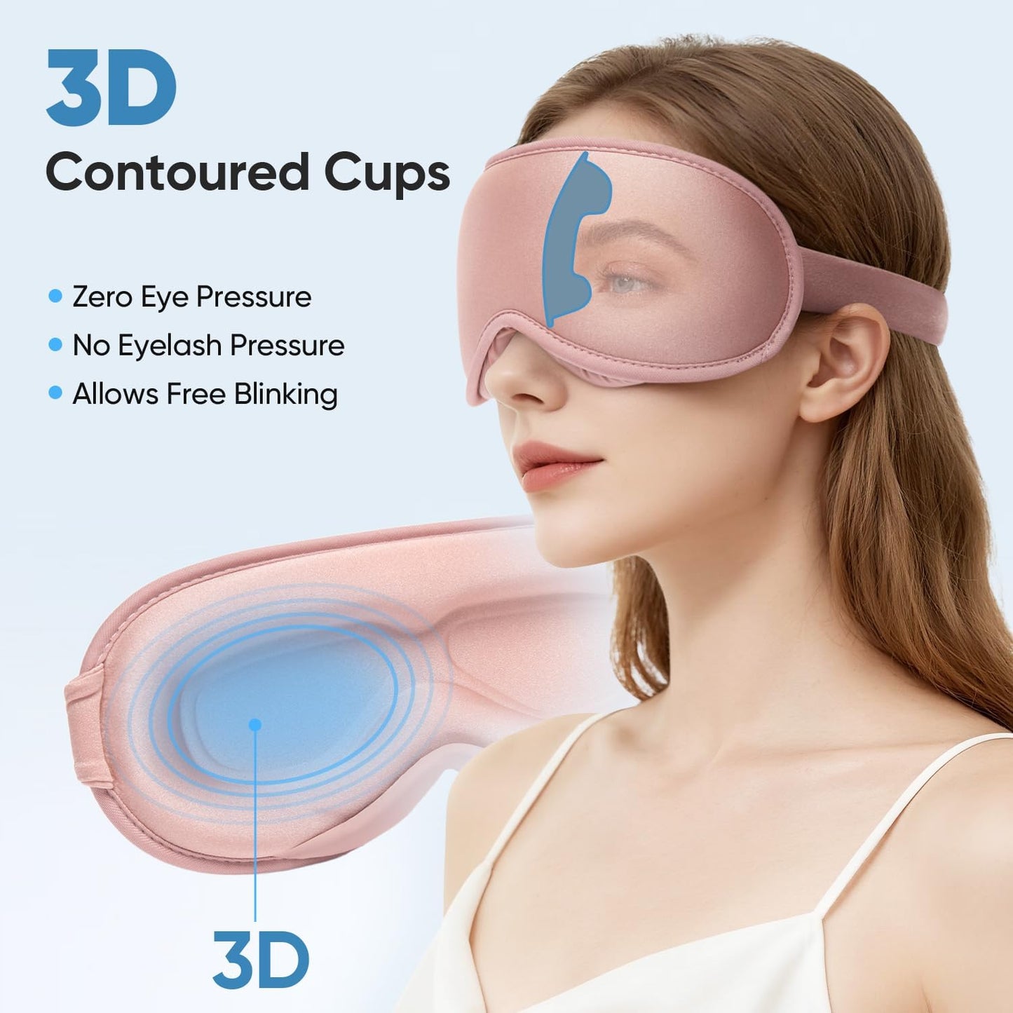 Weighted Eye Mask for Sleeping - Sleep Mask for Women & Men, 3D Contoured Blackout Sleeping Mask for Lash Extensions, Zero Pressure Soft Eye Cover with Adjustable Strap for Travel, Black