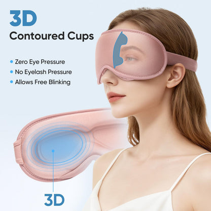 Weighted Eye Mask for Sleeping - Sleep Mask for Women & Men, 3D Contoured Blackout Sleeping Mask for Lash Extensions, Zero Pressure Soft Eye Cover with Adjustable Strap for Travel, Black