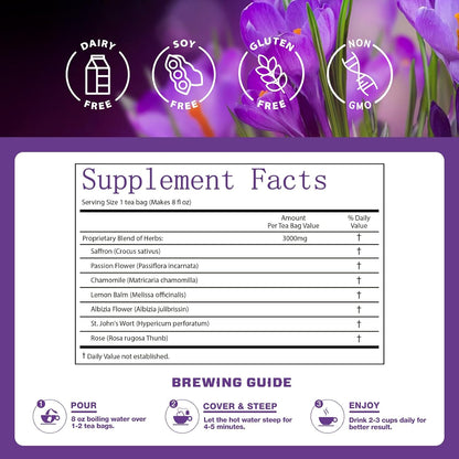 VailHerbTea Saffron Tea Bags, Mood Support Tea for Calm Focus, 50 Count