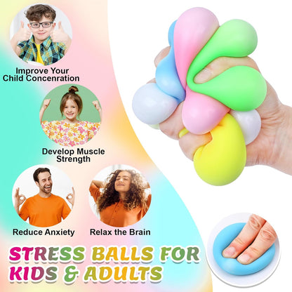 12 Pack Slow Rising Stress Ball,Stress Balls for Kids Adults,Stretchy Fidget Toys for Stress Relief,Hand Therapy Sensory Squishy Ball, Squishy Toys for Kids, Classroom Prize Box Party Favors