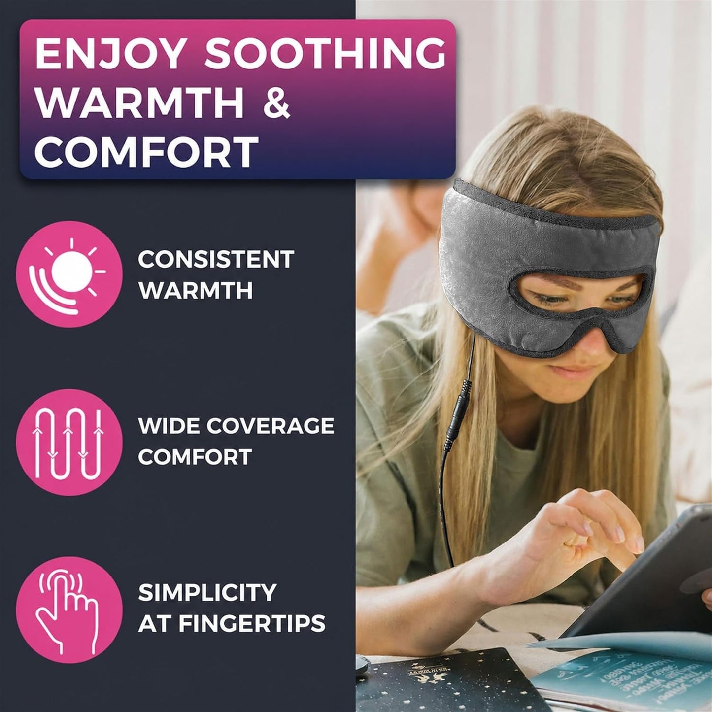 Sinus Mask, Heated Eye Mask, Face Heating Pad with Openings