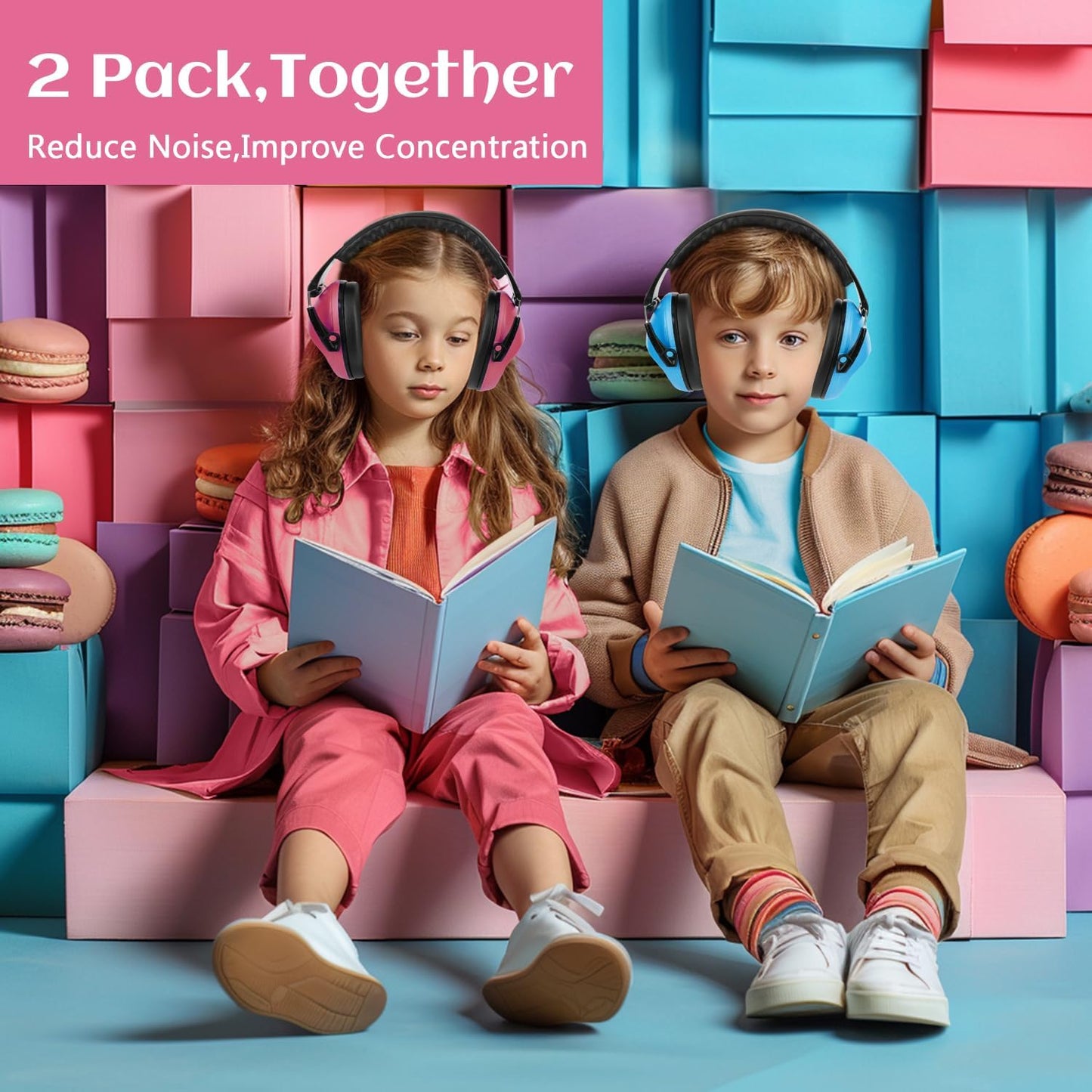 Floriogra 2 Pack Noise Canceling Headphones for Kids, Kids Ear Protection Earmuffs for Autism, Toddler, Children, Noise Cancelling Sound Proof Earmuffs/Headphones for Concerts, Air Shows, Fireworks