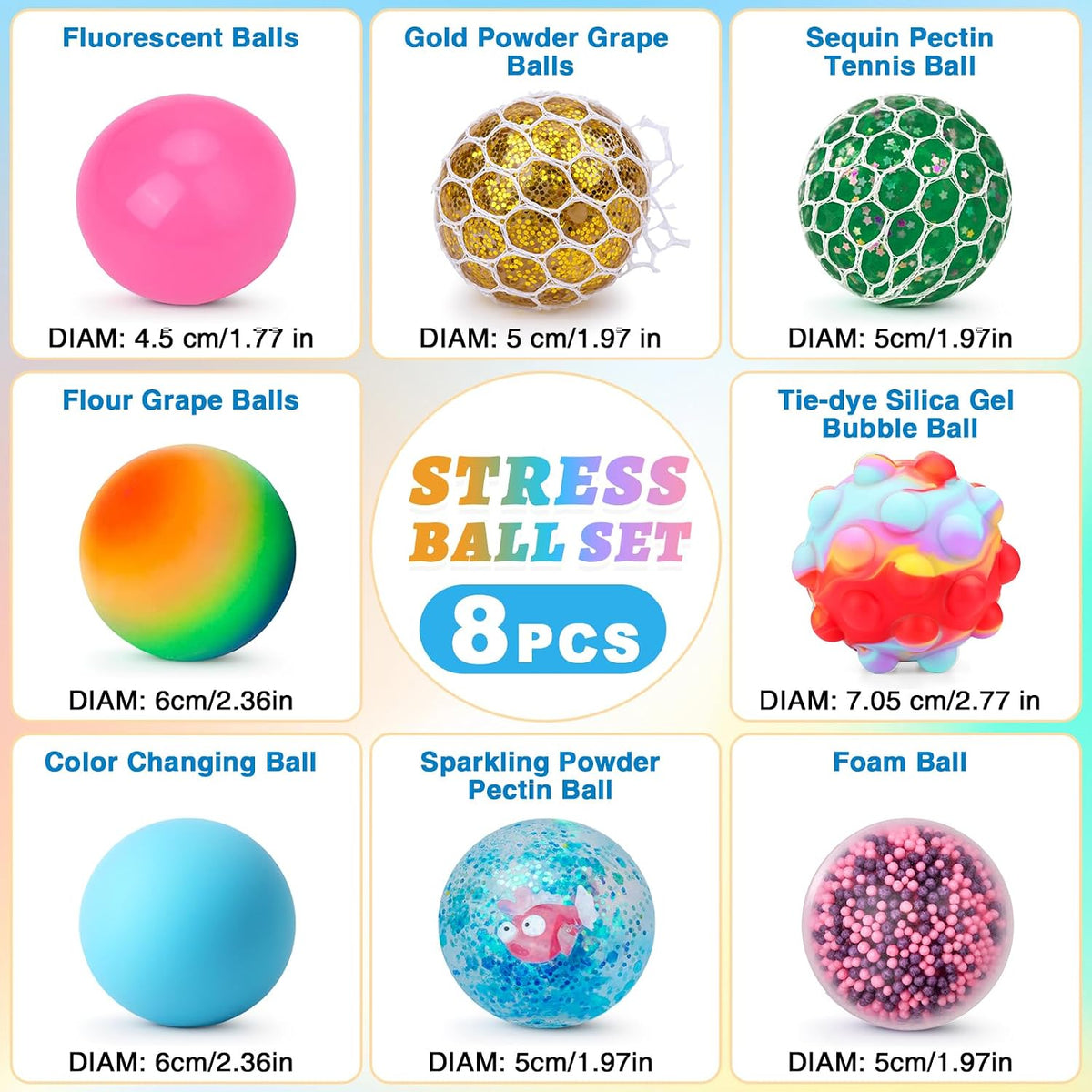 36 Pack Stress Balls, Squishy Balls, Squishy Fidget Stress Relief