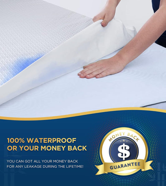 Premium 100% Waterproof King Mattress Protector Breathable Cooling 3D Air Fabric Cover Smooth Soft Hypoallergenic Noiseless Bed Cover Machine Washable Vinyl Free, 8-21'' Deep Pocket