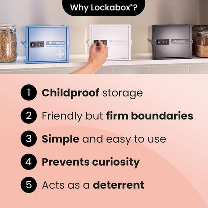 Lockabox Mini™ | Small Lock Box with Combination Lock (Half Letter Sized) | Mini Lockable Box for Small Medicines, Snacks & Mobile Phones | External Size 8.8 x 6.1 x 4.7 Inches (Crystal)