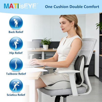 2026 Upgraded Orthopedic Memory Foam Seat Cushion with Adjustable Strap, Coccyx & Sciatica Pain Relief, Washable Non-Slip, Ergonomic Support for Office Chair, Car & Wheelchair (Dark Grey)