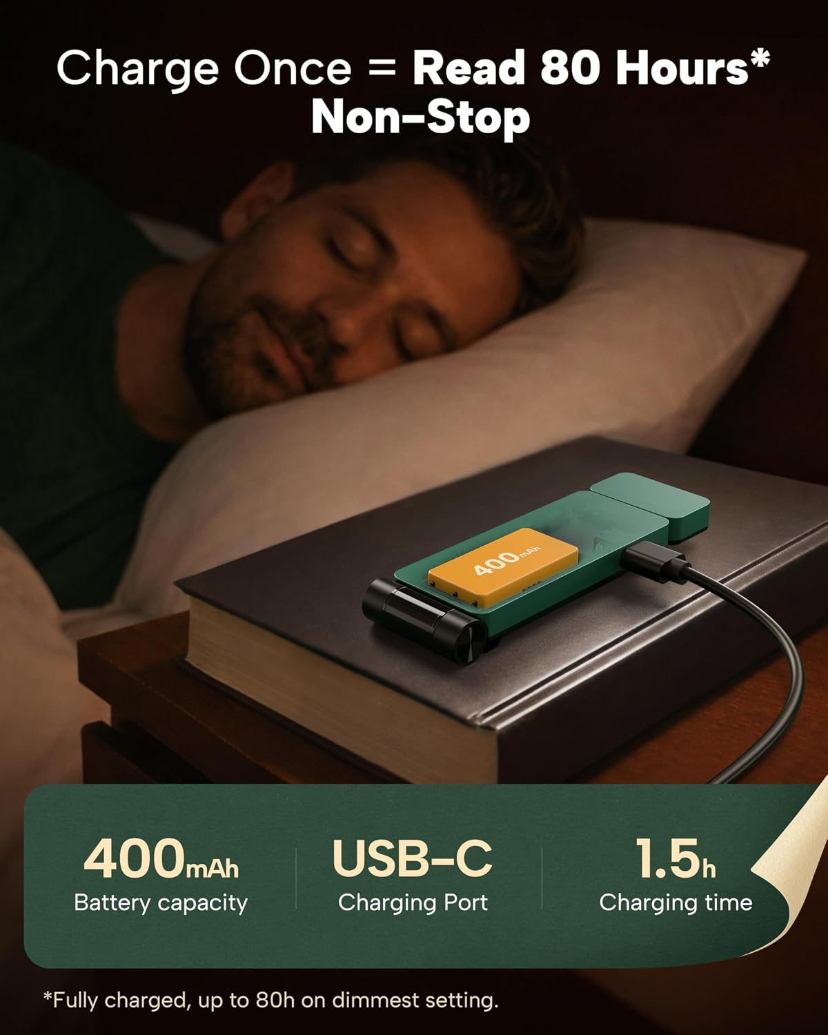 86lux Book Light, Rechargeable Clip-On LED Reading Light for Bed & Night Use - 3 Color Temperatures with Stepless Dimming, Ultralight Bookmark Design for Book Lovers, Grey