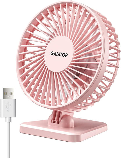 Gaiatop USB Desk Fan, Small But Powerful, Personal Portable Quiet 3 Speeds, Adjustable Mini Table Desktop fan for Cooling Home Office Car Summer Travel Gifts Blue
