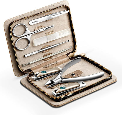 MR.GREEN Manicure Sets Pedicure Kits Stainless Steel Nail Clipper Personal Care Tools with PU Leather Case (Green)