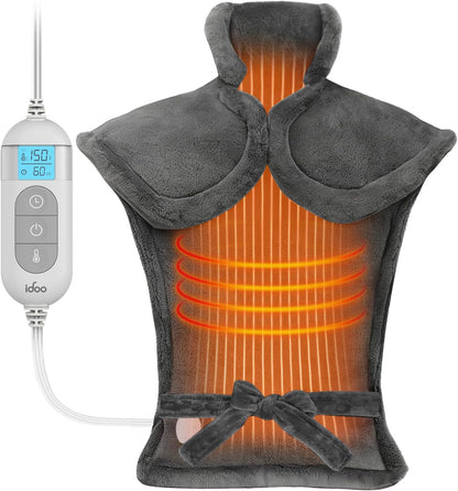 iDOO Heating Pad for Neck and Shoulders and Back for Pain Relief, Fathers Day Dad Gifts for Men, FSA Eligible Items & HSA Store, Large 24"x33" Weighted Electric Heat Pads for Back Gray