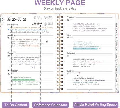 Planner 2026-2027, Weekly and Monthly Calendar Planner, JUL 2026 - JUN 2027 | A5(6.3'' x 8.5''), Hardcover, Agenda Book, Sprial Bound, Inner Pocket, Office and School Use