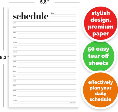 Daily Planner Notepad, Daily Schedule Pad, Tear-Off, A5 Size (5.8" x 8.3") To Do List Notepad, Productivity Planner for Work and Study, Premium Thick Paper with Cardboard Back Support by Hadigu.