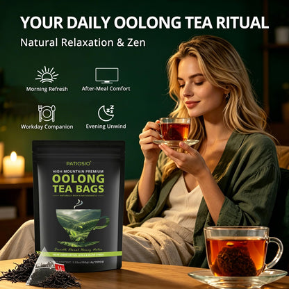 Oolong Tea Bags – Yunnan High-Mountain Oolong Whole Leaf Tea Bags,25 Bags (4g Each) –Cortisol & Calming Tea for Stress Relief,Digestion & Metabolism,Loose Leaf Oolong Tea, Smooth Aroma,Low-Astringency