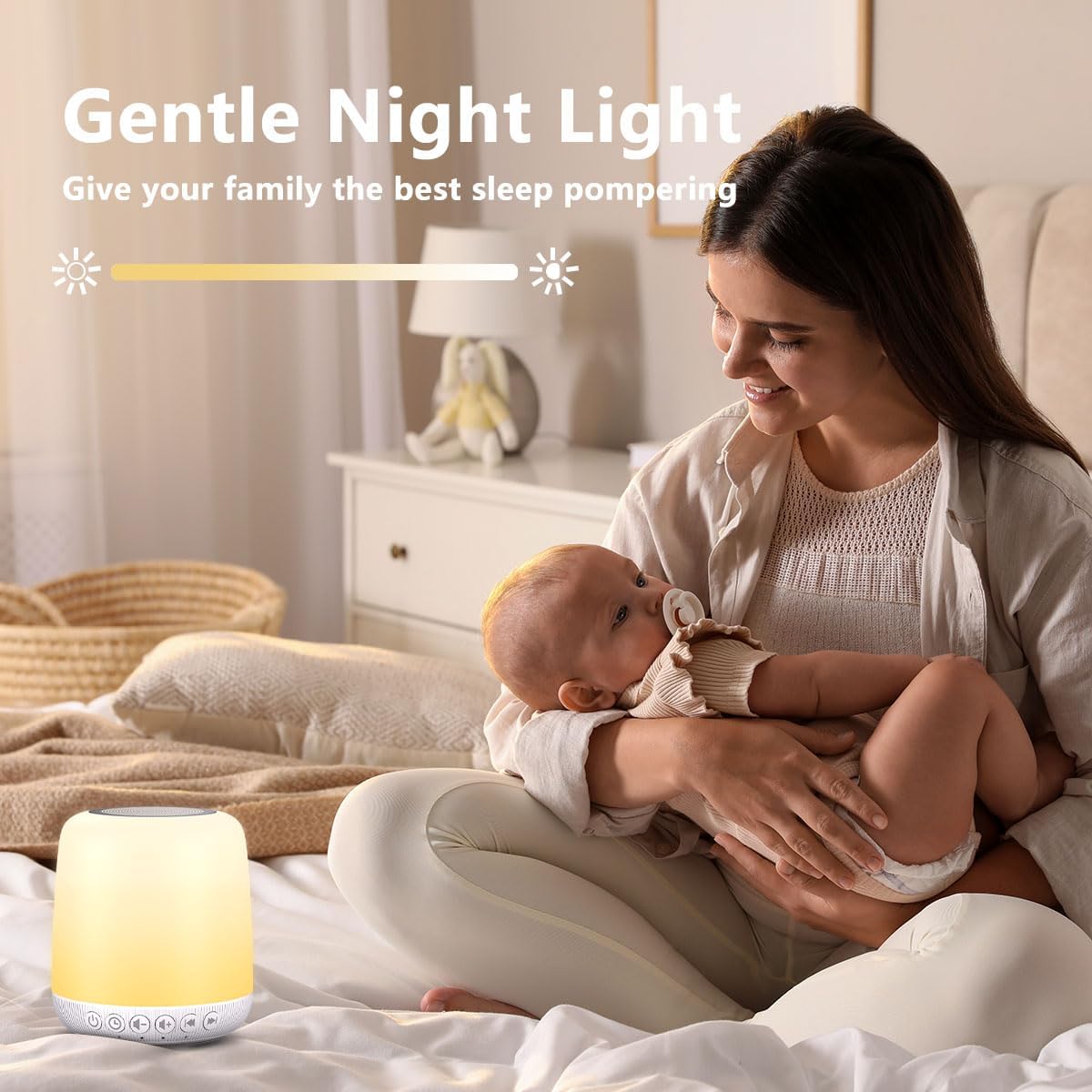 Easysleep Sound White Noise Machine with 25 Soothing Sounds and Night Lights with Memory Function 32 Levels of Volume and 5 Sleep Timer Powered by AC or USB for Sleeping Relaxation (Wood)