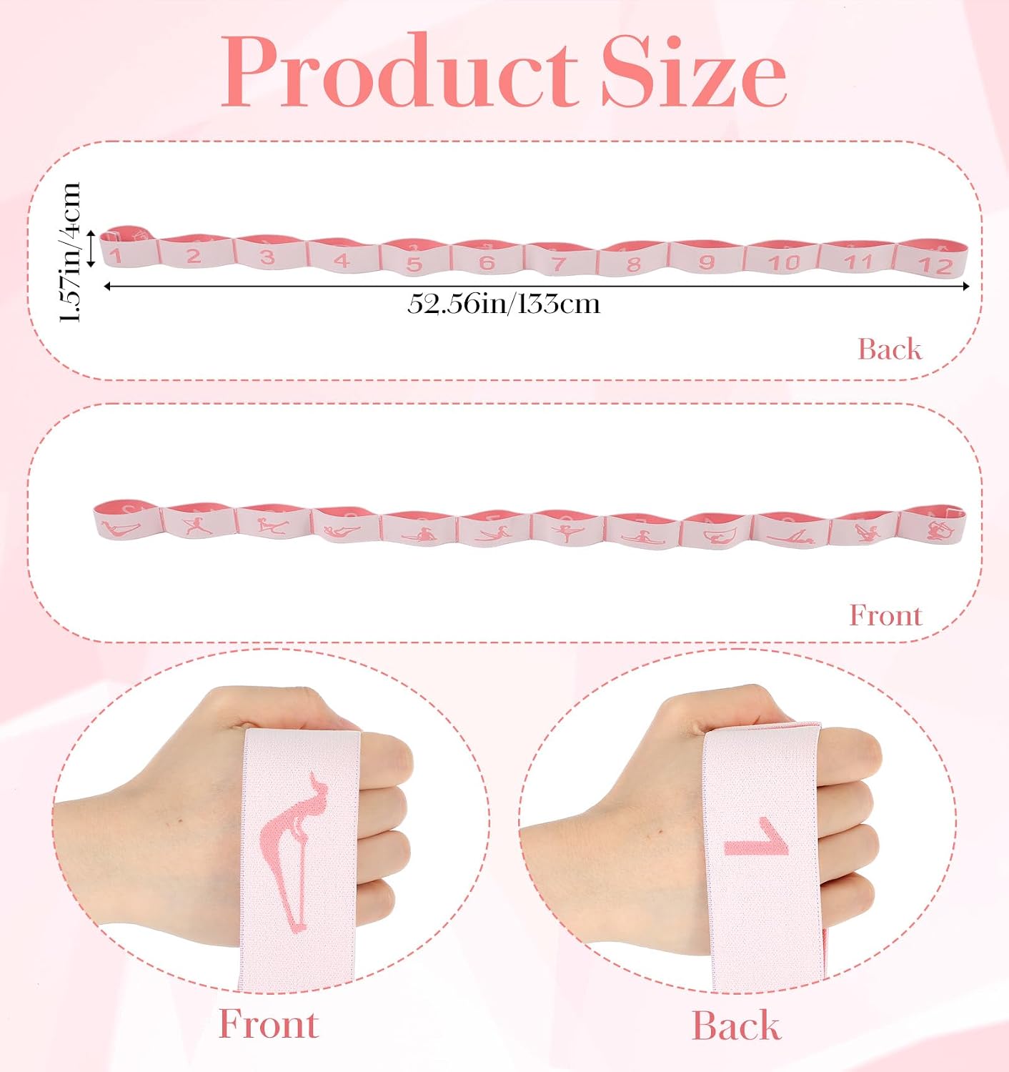 12 Loop Stretch Band, 12 Loops Yoga Straps for Stretching, Yoga Strap for Flexibility Training, Leg Stretch & Exercise, Durable Elastic Resistance Band