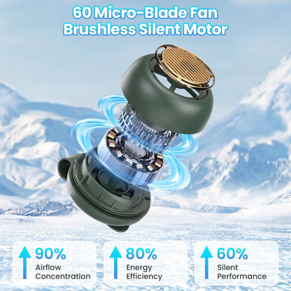 Portable Silent Mini Bladeless Fan Clip On, Adjustable 5 Speeds 360° Rotatable Clip on Fan for Shirt & Waist, USB Rechargeable Small Whirlwind Fans, For Outdoor & Travel & Office (White)
