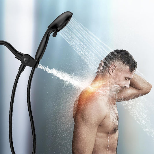 MakeFit Filtered Shower Head with Handheld Combo Matte Black - Dual 2-in-1 Spa System with Massage Shower and 10 Modes Hand Held Shower, High Pressure with Built in Power Wash Mode