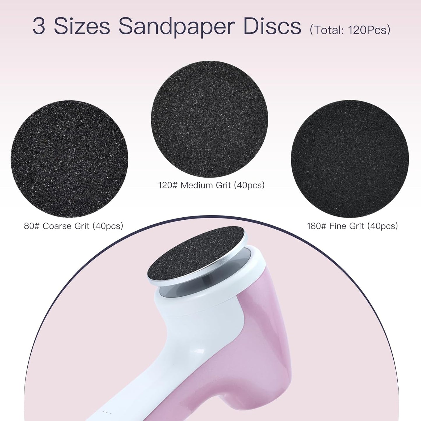 APRELM Rechargeable Electric Foot Callus Remover with 3-Sizes 120Pcs Sandpaper Discs, Professional 1000RPM 3-Speed Control Electric Foot File (E7 Black)