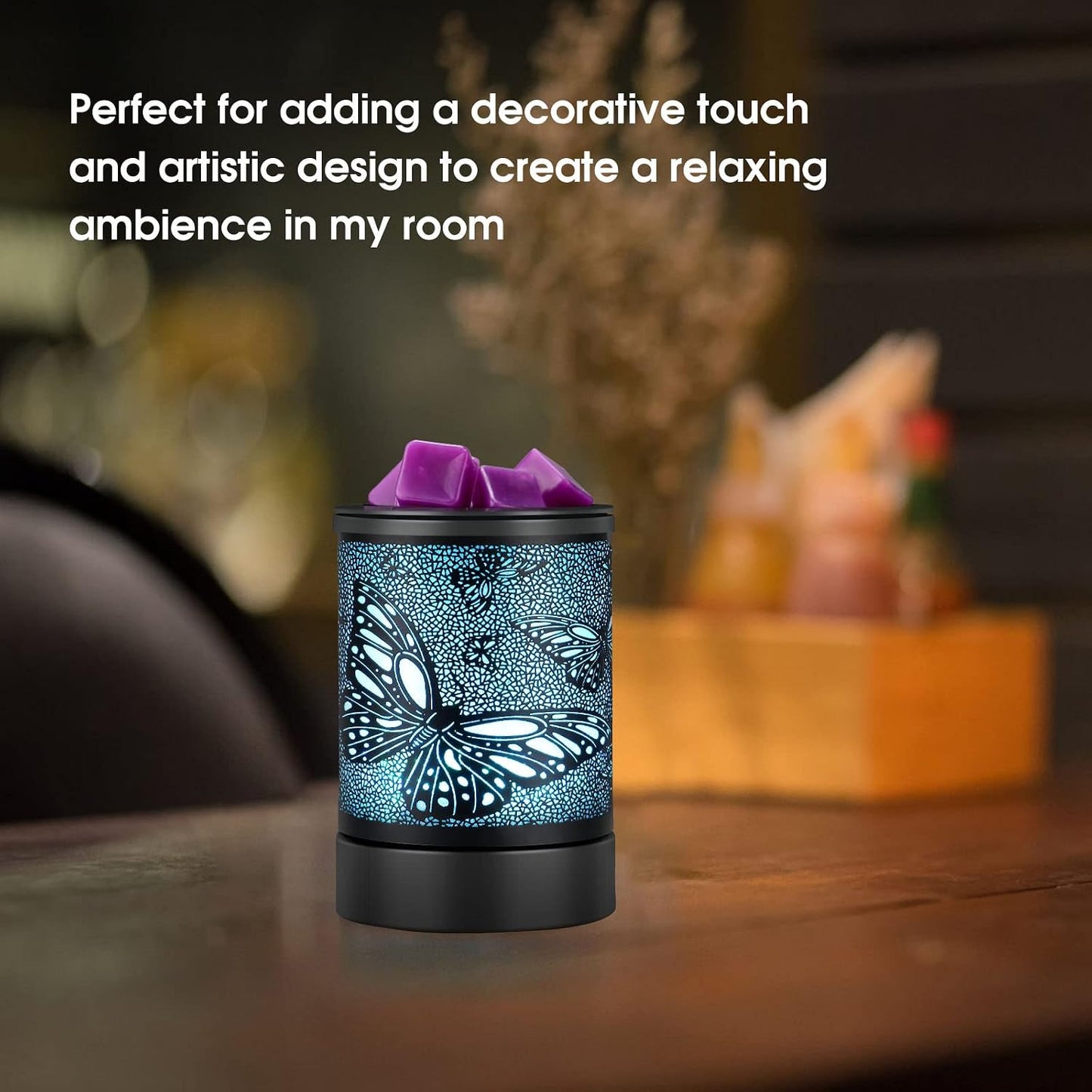 Enaroma Fragrance Wax Melts Warmer with 7 Colors LED Changing Light Classic Black Forest Design Scent Oil Candle Warmer for Home Black Forest