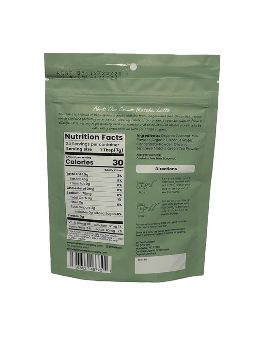 Be Tea Co. Coconut Matcha Latte | Organic Dairy-Free Latte Mix | Japanese Ceremonial Grade | Antioxidant-Rich | Vegan Drink | No Added Sugars | 24 Servings