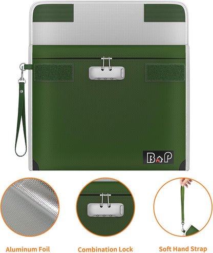Fireproof Document Bag with Lock (5200℉), 15”x 11”Fireproof Money Bag, Waterproof Zipper Pouch for A4 A5 Legal Letter Size Document, Tablet, Valuables, Jewelry, Cash and Passport