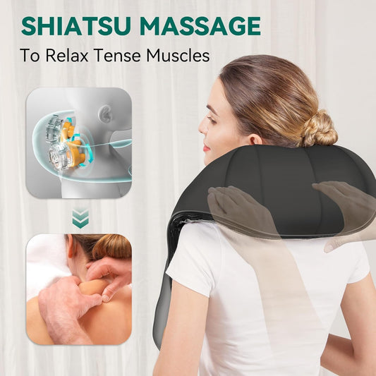 Snailax Cordless Shiatsu Neck and Shoulder Massager with Heat