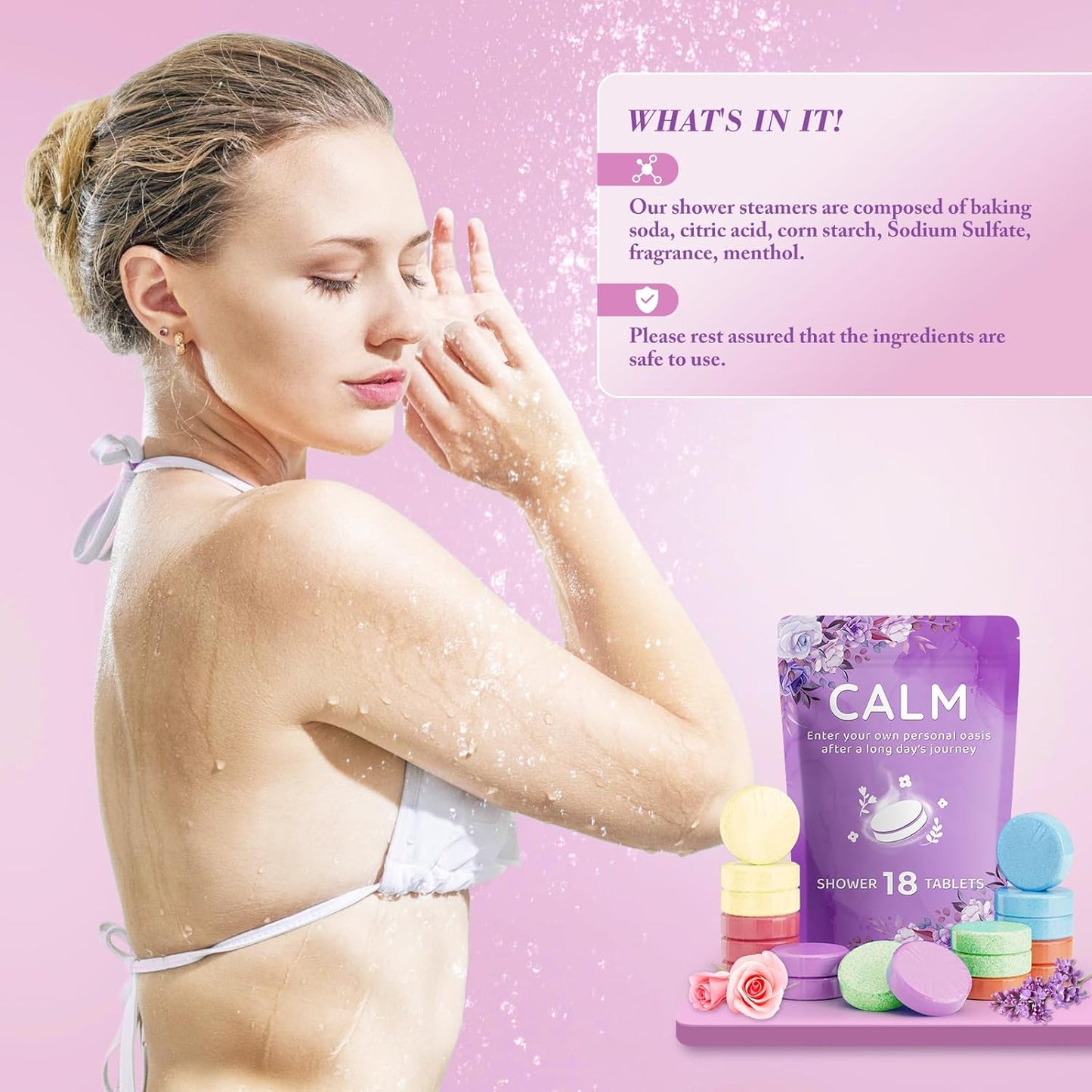 DeckTheHalls 18 Pack Shower Steamers - Mother's Day Presents - Shower Bombs with Lavender Mint Rose Coco Sea Grapefruit Natural Fragrance, Self Care & Relaxation Presents for Women and Men