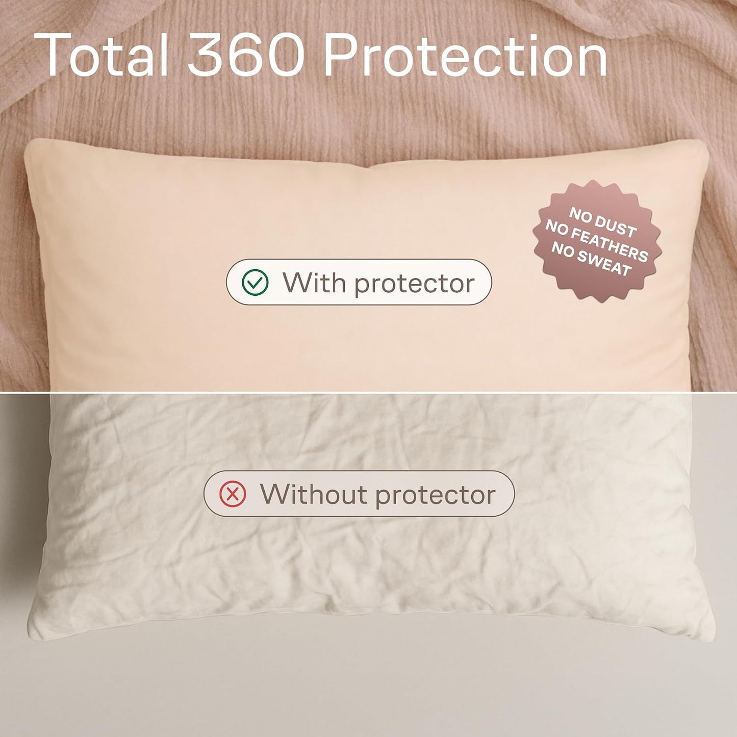 Ultra Soft Pillow Protectors with Zipper Standard Size - Set of 8 Breathable Pillow Covers - 100% Protection Against Stains, Dust & Dirt - Machine Washable (White)