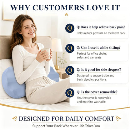 Fledano Lumbar Pillow for Sleeping, Lumbar Support Pillow for Bed for Back Pain Relief, Memory Foam Lower Back Pillow for Bed, Back Support Pillow for Side & Back Sleepers, Washable Cover