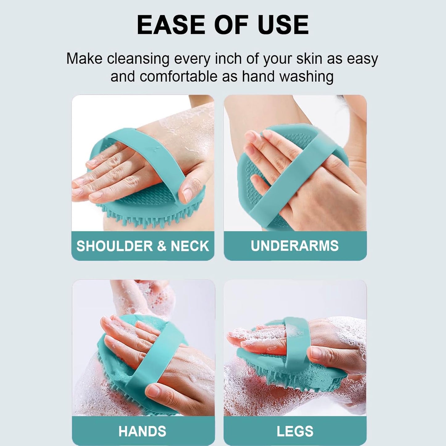 Silicone Body Scrubber – Dual-Sided Silicone Loofah for Shower, Set of 2 Soft Exfoliating Body Bath Shower Scrubber Loofah Brush Easy-to-Clean for Sensitive Kids Women Men All Kinds of Skin