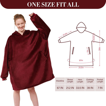 LetsFunny Blanket Hoodie,Oversized Wearable Sherpa Fleece Blanket Sweatshirt,Super Soft Warm Cozy with Giant Pocket,Gifts for Women Men Adults Teenagers, One Size Fits All