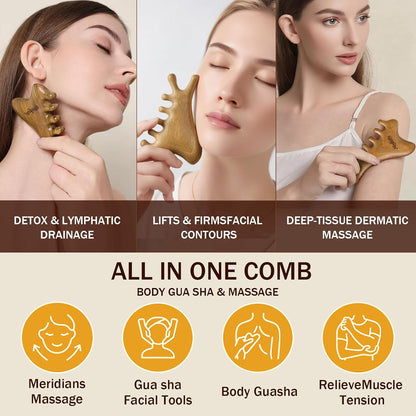 MoyRetty Wooden Gua Sha Tool, Sandalwood Face & Body Massager