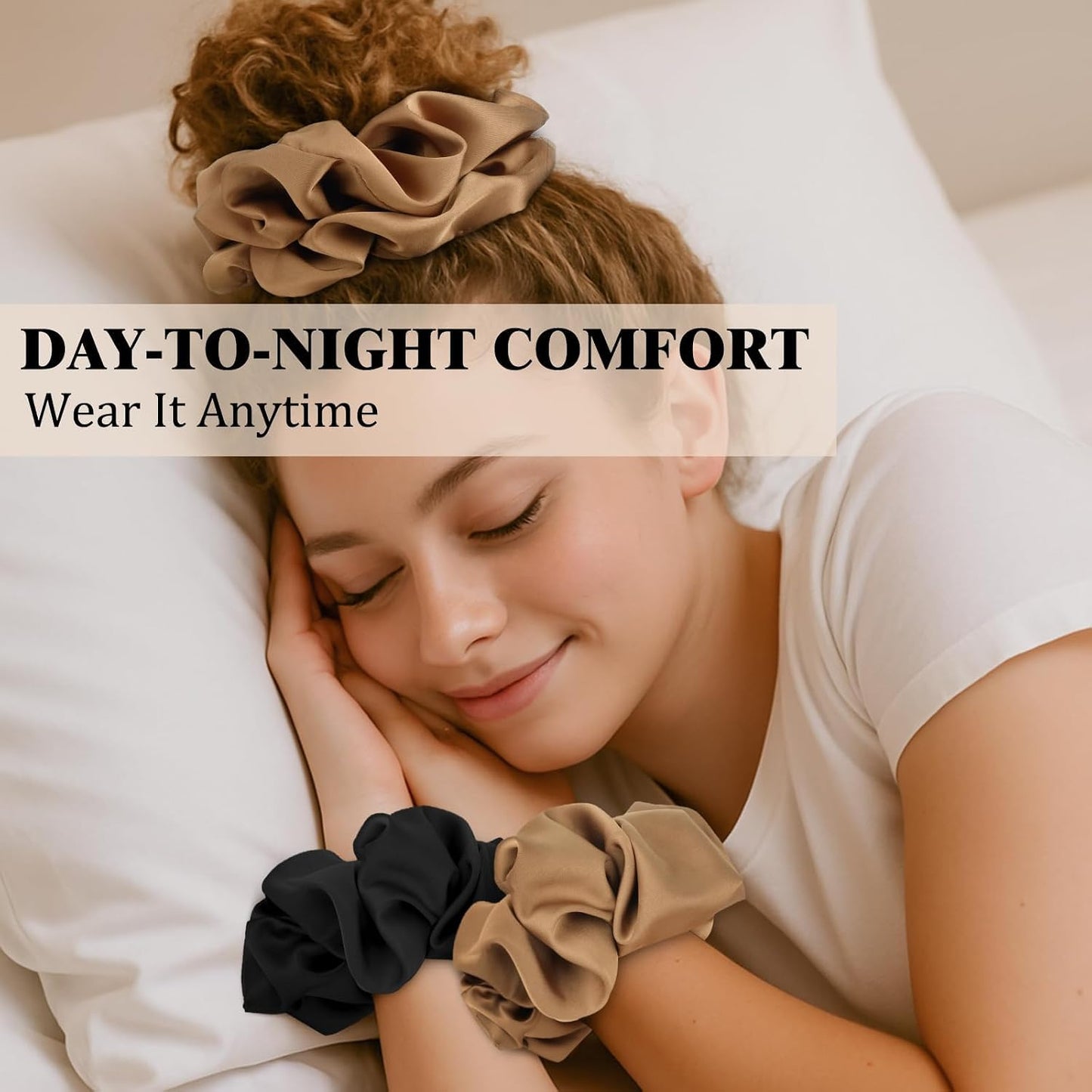 100% Mulberry Silk Scrunchies for Women, Oversized XL Hair Tie for Sleeping, Curly Thick or Thin Hair, No Damage Soft Silk Hair Accessory