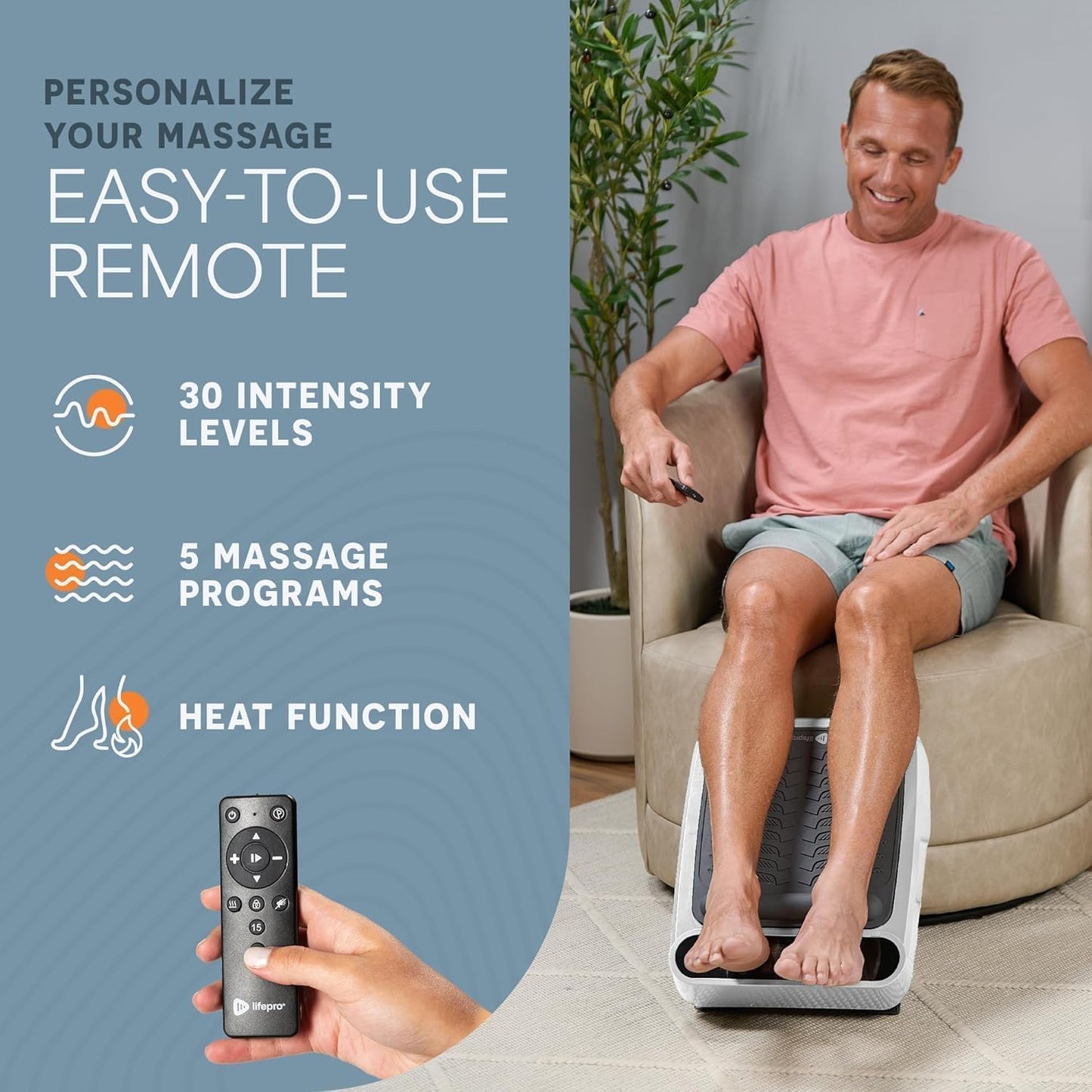 Lifepro VibraFlow Foot Massager for Neuropathy - Relaxing Calf and Foot Therapy with Heat Option for Maximum Soothing Relief - Massager for Blood Circulation and Revitalization