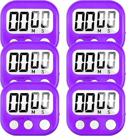 2 Pack Digital Kitchen Timer for Cooking Big Digits Loud Alarm Magnetic Backing Stand Cooking Timers for Baking White