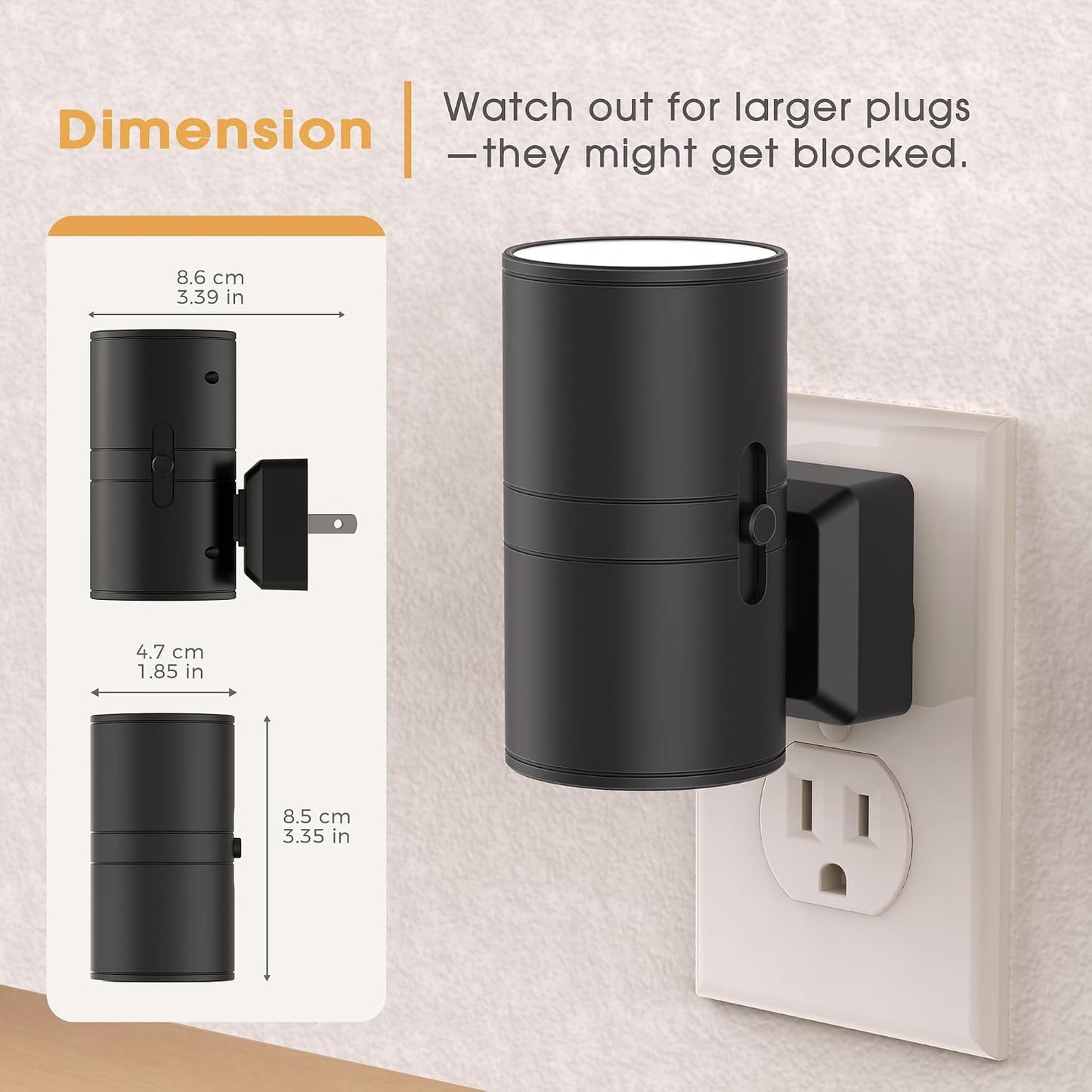 Briignite Night Lights Plug into Wall, Modern LED Night Light Plug in, Dusk to Dawn Sensor,Amber Night Light 0-100LM Adjustable Brightness, Dimmable NightLight for Hallway, Bedroom, Stairway, 2 Pack