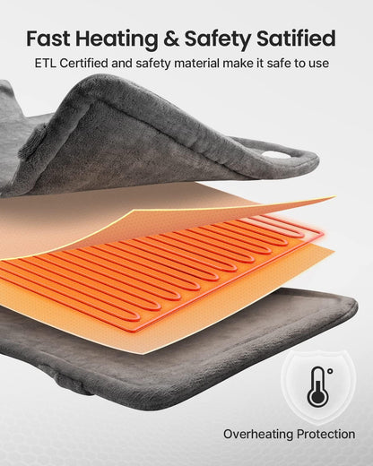 RENPHO Fathers Day Dad Gifts, Electric Heating Pad - 6 Heat Levels for Neck Shoulder and Back, Birthday Gifts for Women Men, Weighted Pad for Snug Fit, ETL Certified, FSA Eligible, 24"x33" Gray