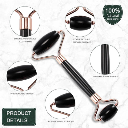 Jade Roller for Face, Facial Roller Massager Skin Care Tool, Gua Sha Facial Tools for Face, Neck, Eyes, Reduce Puffiness of The Skin - White