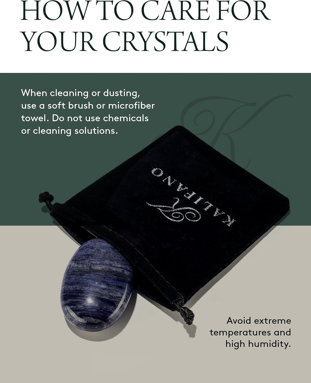 KALIFANO Palm Stone with Healing & Calming Effects - AAA+ Grade High Energy Worry Stone with Information Card - Reiki Crystal Used for Courage (Family Owned and Operated)