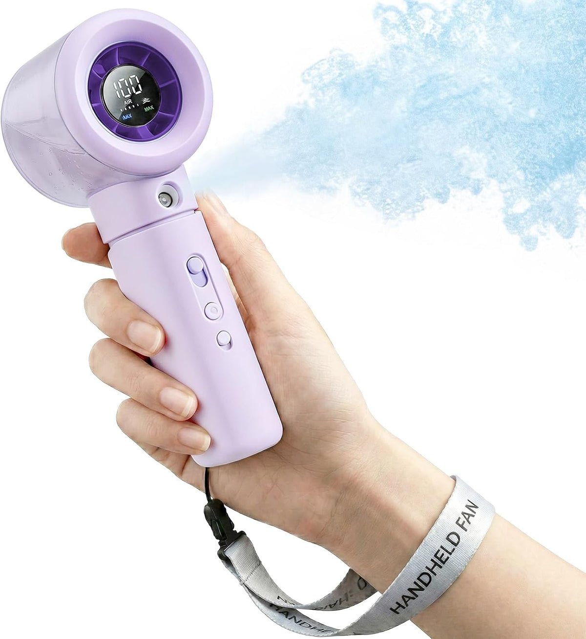 Handheld Turbo Misting Fan with LED Display & Safety Lock