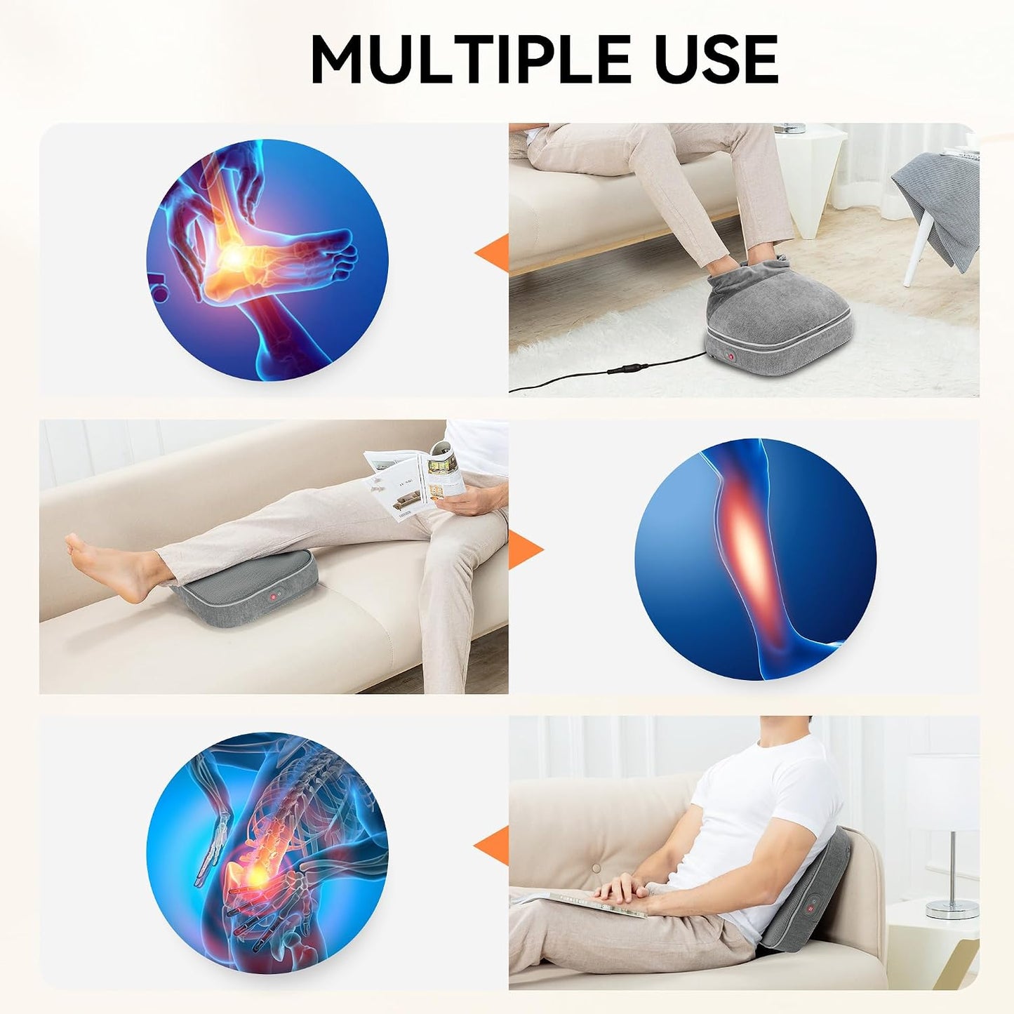 Snailax 2-in-1 Shiatsu Foot and Back Massager with Heat - Kneading Foot Warmer, Electric Feet Massage, Massagers for Back,Leg, Fathers Day Gift for Dad Men Women