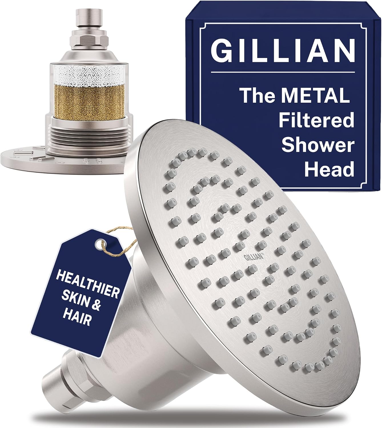 Gillian Metal Filtered Shower Head High Pressure, KDF-55 Removes Chlorine