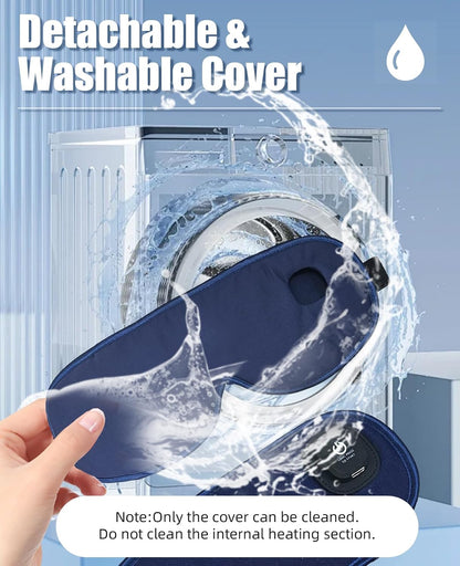 Cordless Heated Eye Mask for Dry Eye Relief, Improved Sleep, Electric Eye Heating Pad for Airplane Sleeping Travel,Washable(Navy)