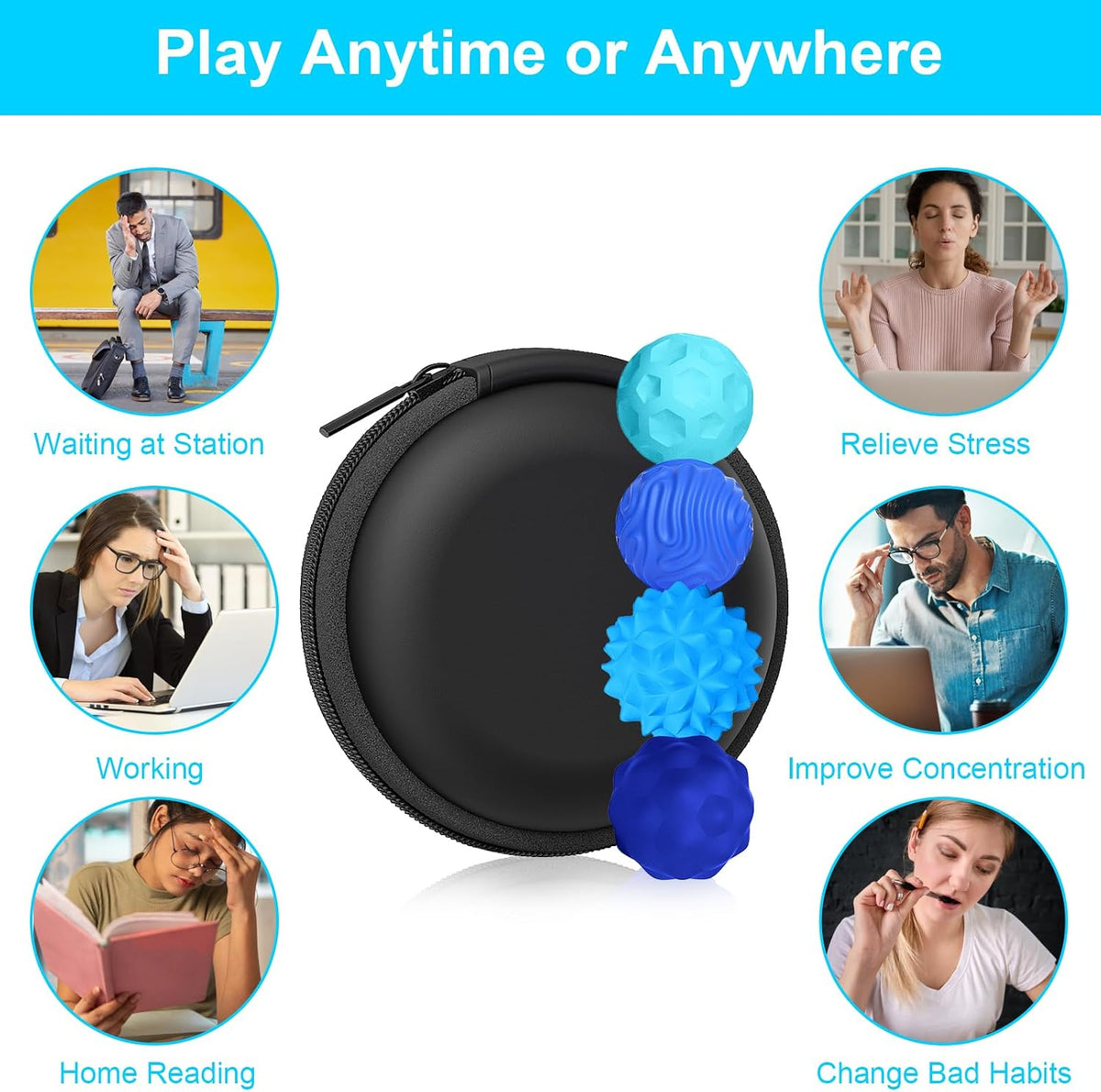 BUSOHA Silicone Magnetic Fidget Balls - 4 Pack Fidget Toys for Adult