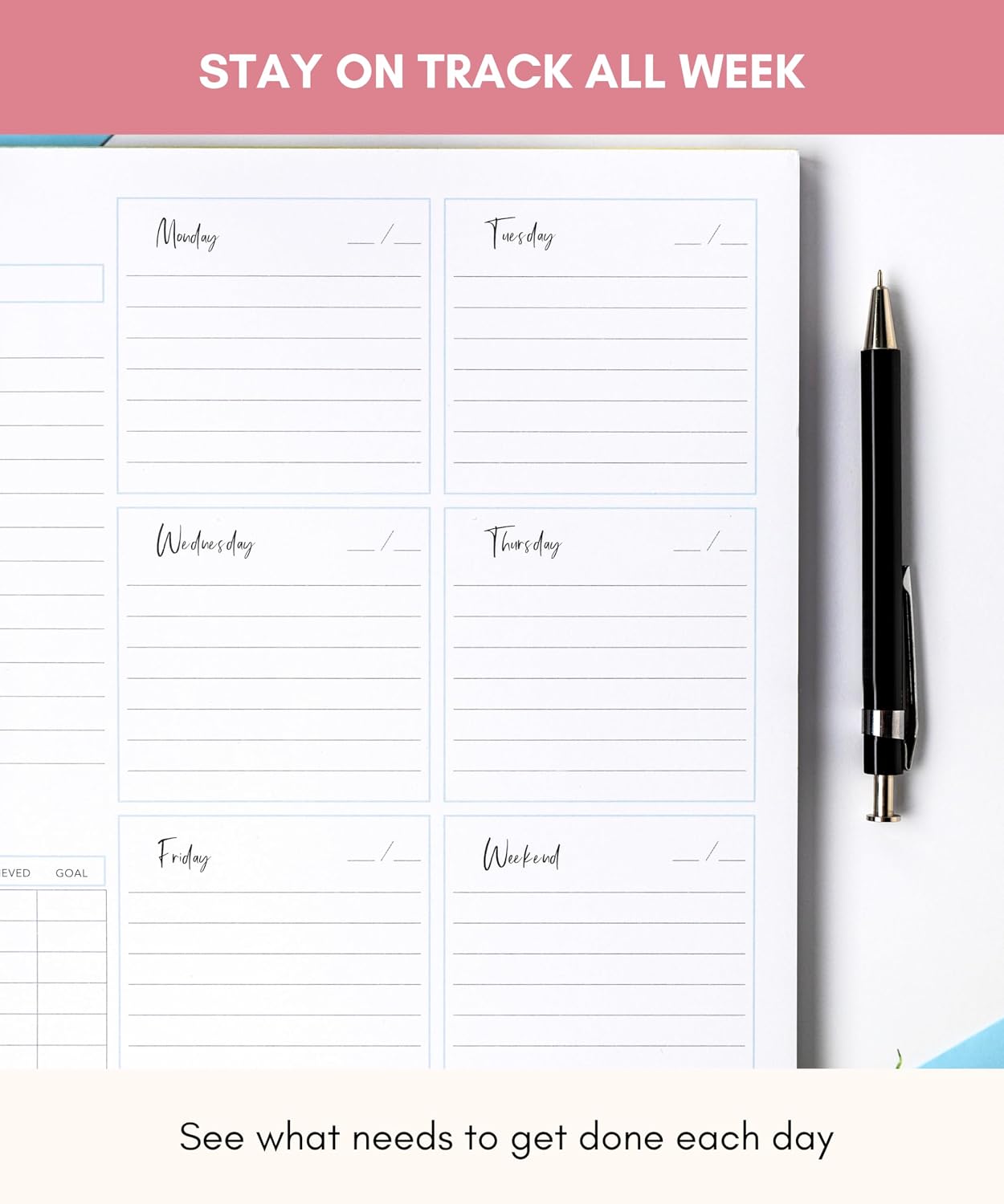 Lamare Weekly Planner Notepad – Premium Undated Weekly To Do List Notepad