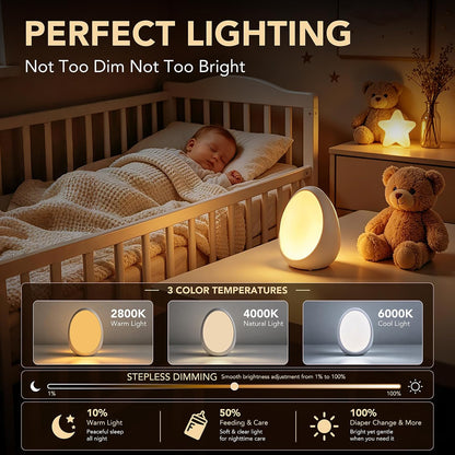 G Keni Nursery Night Light for Baby, Portable LED Touch Night Lamp for Kids and Adult, Breastfeeding, Sleep Aid, USB Rechargeable Nursing Lamp, Bedside Dimmable Warm Night Light, Soft Eye Caring