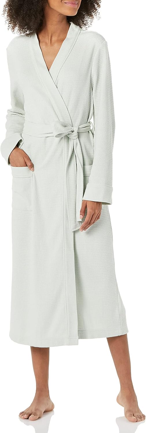 Amazon Essentials Women's Lightweight Waffle Full-Length Bath Robe (Available in Plus Size)