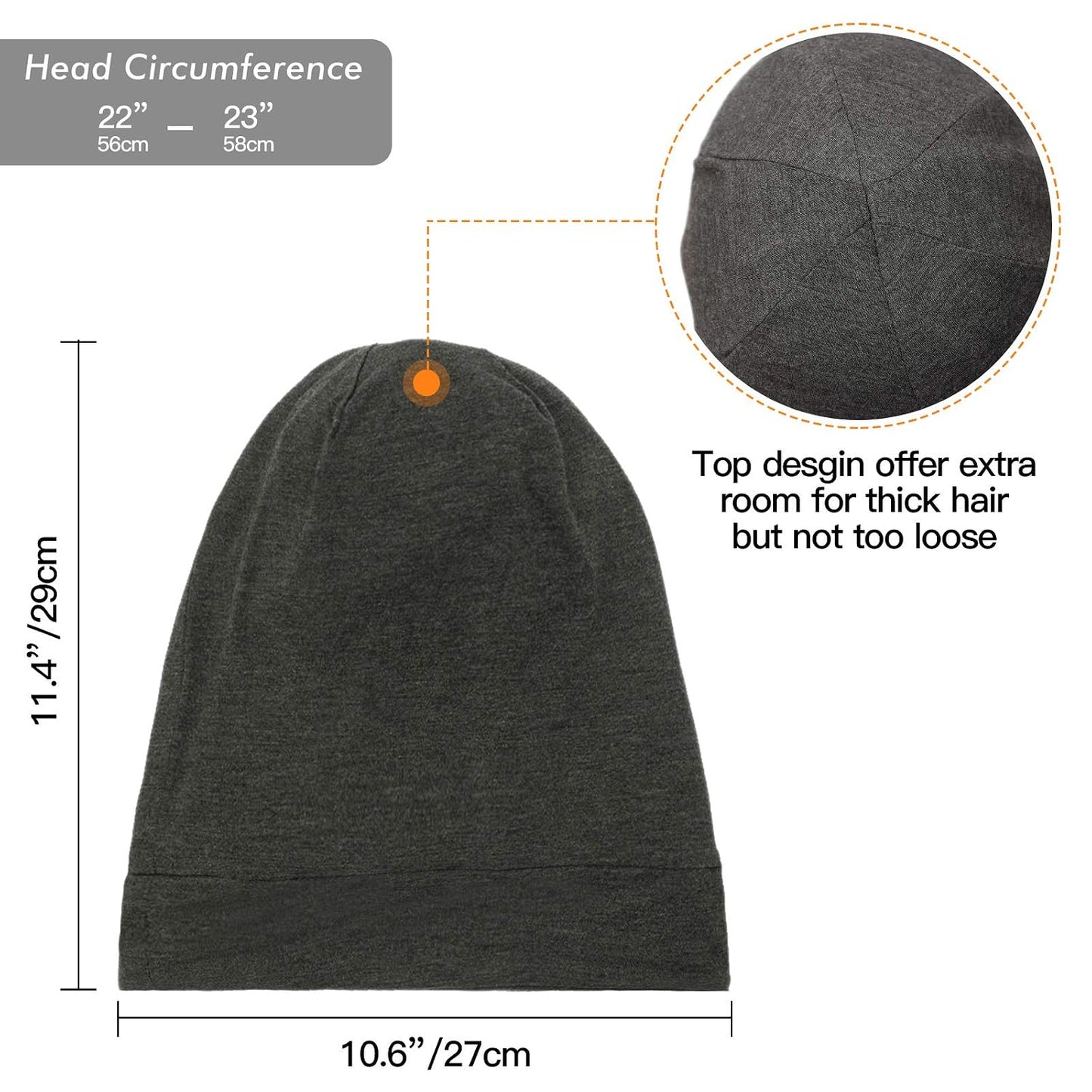 Silk Satin Lined Bonnet Sleep Cap - Adjustable Stay on All Night Hair Wrap Cover Slouchy Beanie for Curly Protection Women and Men Solid Black
